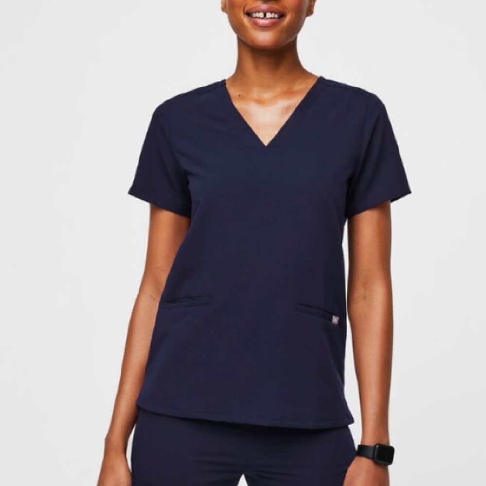Figs Casma Three-Pocket Scrub Top Navy Blue Technical Collection Size XXL